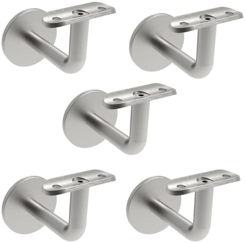 Sellon24® 5 x Edelstahl Handlaufhalter Handlaufträger Geländerhalter Treppengeländer Handlauf Wandmontage (5 x Handlaufträger Rohr 42,4 - S111.042)