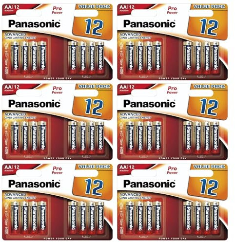 PANASONIC Confezione da 6 blister da 12 batterie alcaline Pro Power Gold AA/LR6-1,5 V
