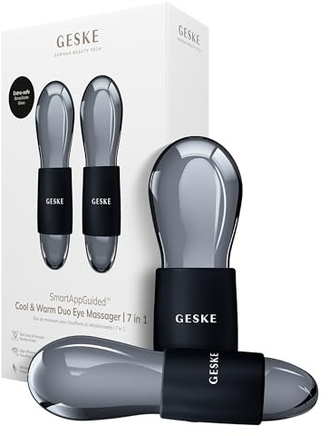 GESKE SmartAppGuided™ Cool & Warm Duo Eye Massager | 7 in 1 | Zwei Massagekugeln | Batterielose Wärme- & Kühltechnologie | Gegen Augenringe & Tränensäcke | Anti-Aging | Professionelle Hautpflege