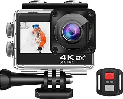 USKI Appareil Photo d'action 4K 60FPS 24MP 2.0 Toucher LCD Télécommande à Double écran WiFi Casque imperméable GO Recorder vidéo Sports Sports(Option 6)