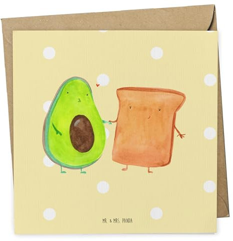 Mr. & Mrs. Panda Klappkarte Avocado Toast - Geschenk, Freundin, faltkarte, Hochzeitsgeschenk, anlasskarte, Grußkarte, Glückwunschkarte, doppelkarte, Hochzeit