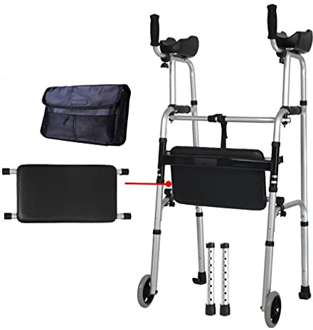 Gehgestell für ältere Menschen, Gehhilfe, leicht, zusammenklappbar, Standard-Rollen mit gepolstertem Sitz, Armlehnenstütze