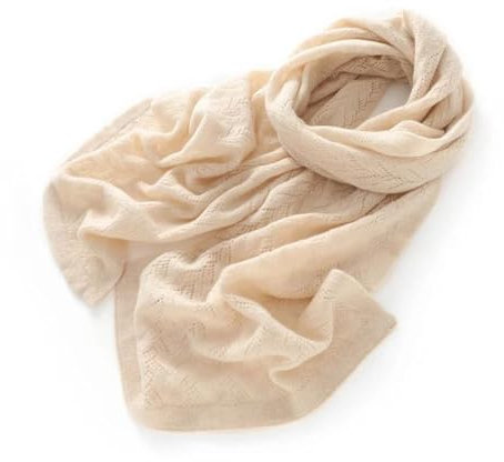 Damen Kaschmir-Strickschal, warm, lang, Kaschmir-Schal, einfarbig, Kopftuch, beige, One size