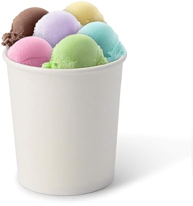 GREENBOX 50x Eisbecher Pappe 400 ml weiß - Einwegbecher plastikfrei und biologisch abbaubar - Dessertschale To-go-Becher