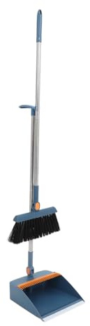 CHILDWEET Broom Dustpan for Home Office Garage Foldable Storage Design Standing Upright Dustpan and Long Handle for Easy Cleaning