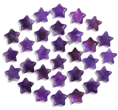 20 Stück Sternkristall, Amethyst Steine Heilsteine Kristalle Set | AWARDSEN Violett Edelsteine Steine GlüCkssteine Kristall Star Crystal Geschenke für Frauen, Reiki Ornamente und Meditation