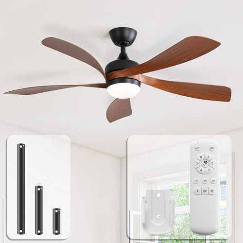 Sofucor 132cm Ventilatore da Soffitto con Luce LED, Dimmerabile 3CCT, Telecomando, 6 Velocità, Timer, Silenzioso Lampada Ventilatore da Soffitto per Soggiorno, Cucina, Camera da Letto