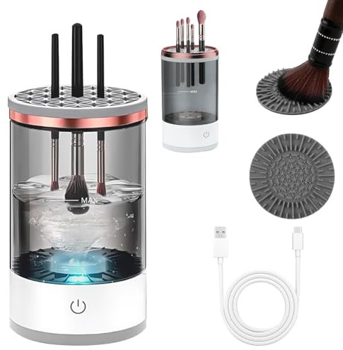 Nettoyeur Électrique Pinceau Maquillage, 2 en 1 Rapide Séchoir à Pinceaux de Maquillage et Machine à Laver pour Tous les Pinceaux de Maquillage