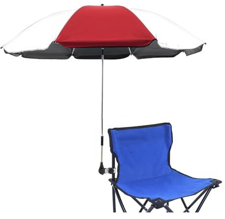 GRANDMEI Sombrilla con Abrazadera Ajustable para Silla, Superficie de 115 cm, UPF 50+, con Fijación para Terraza, Playa, Cochecitos, Sillas de Ruedas y Carritos de Golf