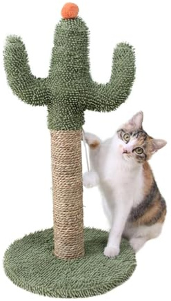 Cute Cat Scratcher, Green Cactus Animals Scratcher Post, 23.62x11.81x11.81 inches Adorable Vertical Natural Kitten Scratch Poles, Stable Nail Poles for All Indoor Kittens