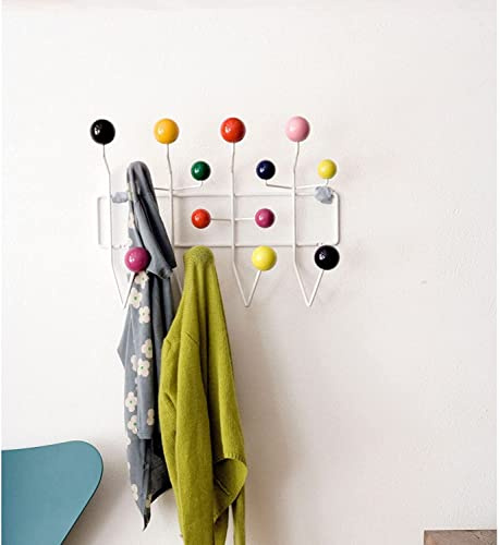 Appendiabiti moderno Mid-Century con ganci da parete con palline in noce massello Design classico Hang it All per cappotti, sciarpe e borse, elegante appendiabiti color legno