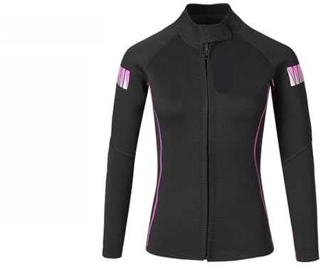 Muta Sub Muta da 1,5 mm in neoprene a maniche lunghe, due pezzi, for pesca subacquea, surf, giacca, pantaloni, abbigliamento da donna, tuta da sub(Black,L)