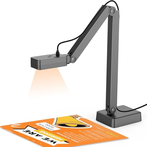 8MP Document Camera for Classroom, USB-C Plug & Play Overhead Camera with Autofocus, LED Light & Microphone, Foldable Doc Cam for Teachers, Online Teaching, Book Scanning, Zoom