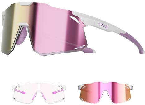 KAPVOE Occhiali Ciclismo Fotocromatici Uomo Occhiali da Sole Sportivi Donna TR90 Occhiali Bici da Corsa Trasparenti Occhiali MTB Anti-UV400 Occhiali da Ciclista Bicicletta Mountain Bike Running K347