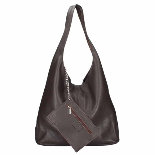 ITALYSHOP24 Made in Italy Damen echt Leder Tasche Rindsleder Shopper Schultertasche Umhängetasche Handtasche Beuteltasche Hobo Bag Ledertasche Reisetasche Sport Arbeit Urlaub Daily Bag groß Freizeit