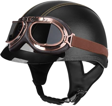 Caschi Jet Caschi Cromwell Casco Mezzo Retrò Moto Aperto Casco Vintage Cascos Demi-Jet Avce Occhiali Classico Elmetto Scodella DOTECE Omologato Per Adulti Uomini Donne G,M:57-58CM