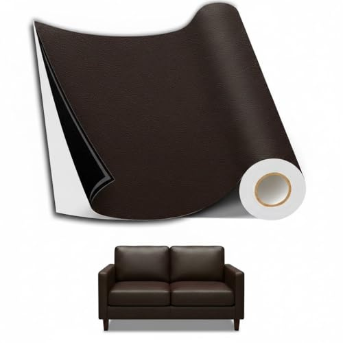 Parche de Cuero, 60 x 137cm, Cuero Adhesivo, Parches para Sofa Polipiel, Cuero Adhesivo para Tapizar, Parches de Cuero Adhesivos, para Sofá, Muebles y Chamarra, Asiento de Coche (Marrón Oscuro)