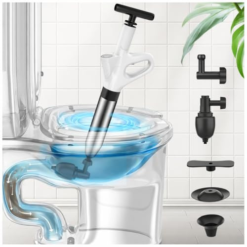 Toilet Unblocker Heavy Duty, Drain Unblocker, Sink Plunger (Off-white) | High Pressure Air Plunger, Toilet Plungers for Unblocking, Drain Unblocker for Bathroom, Floor, Shower and Sink