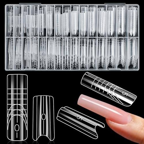 MELLIEX 240 Stycken Sandwich Nagelformar, 15 Storlekar Dubbelform Sandwich Nagelformar återanvändbar Nagelform för Professionell Polygelförlängning (Fyrkantig)