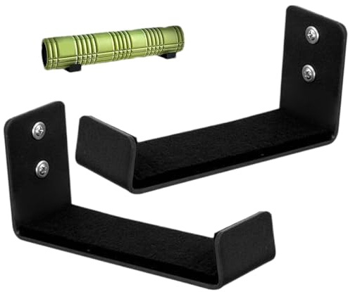 Yogamattstativ – väggfäste för gymnastikmatta | förvaringsklämma sport | 2- set: Organizer för fasciarullar, motståndsband | hemmafitnesshylla, lastkapacitet ca 13,5 kg
