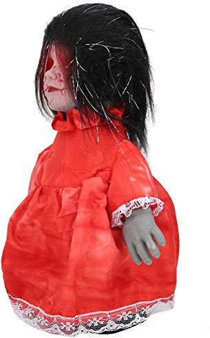 ZDETGU Gruselige Wandelnde Puppe, sprach- und Berührungsaktivierte Halloween-Requisite mit Roten Blinkenden Augen und Bewegung. Gruselige Spukpuppe für Partys und Streiche (Z113 wandelndes