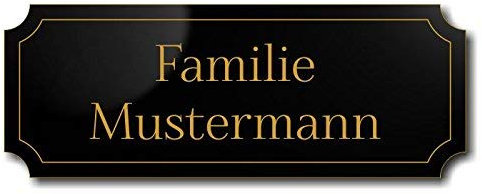 Türschild, Briefkastenschild, Klingelschild, 70-300-017-SG, Acryl, Oberfläche schwarz glänzend, Gravur gold, individuell anpassbar