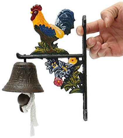 EsportsMJJ Marrón Metal Cockcast-Hierro Timbre Pared Montada Decoración De Jardín Estilo Vintage