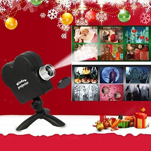 Ichele Proyector de luz para ventana, Star Shower 12 películas, Halloween, Navidad, lámpara de proyección, pantallas festivas, negro, LCD o DLP, conector 3.5 mm, control