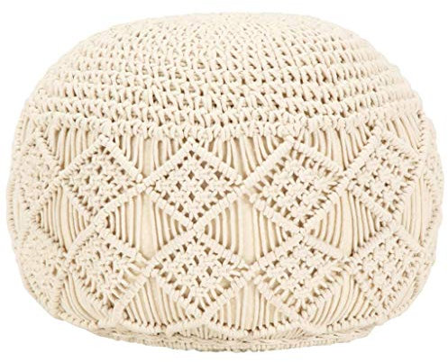 vidaXL Sitzpuff Makramee Handgefertigt Pouf Sitzpouf Puff Sitzkissen Sitzhocker Fußhocker Hocker Fußbank Ottoman Polsterhocker Fußbank Fußschemel Handgefertigt 45x30cm Baumwolle