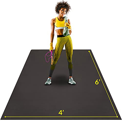 ActiveGear Large Exercise Mat for Home Workout | Workout Gym Flooring for Home Gym | Rubber Workout Mat - 6 x 4 ft Black