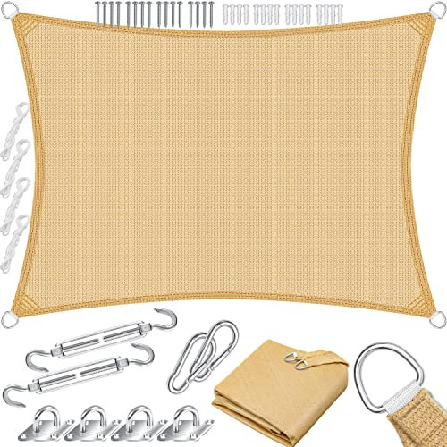 KESSER® Tenda a vela, parasole, paravento | Tessuto HDPE | idrorepellente e antivento, robusto e stabile per ombreggiare il giardino, balcone o il terrazzo, Crema, 2x3m