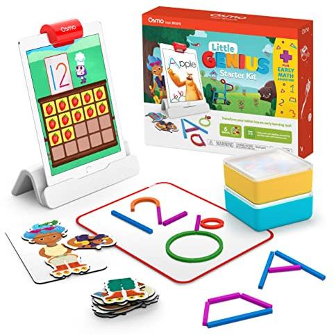 Osmo - Little Genius Starter Kit for iPad + Early Math Adventure - 6 Educational Learning Games - Ages 3-5 - Counting, Shapes, Phonics & Creativity (Osmo iPad Base Included) (Amazon Exclusive)
