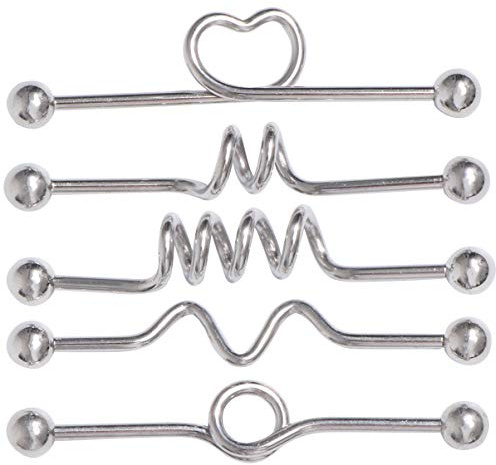 5Pcs Industrial Barbell Scaffold Piercing Bar Cartilage Earrings Nose Septum Piercing Rings Tragus Helix Body Jewelry