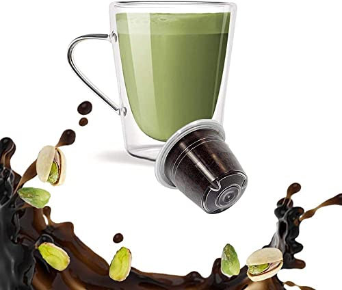 Kickkick Pistacchio Capsule Compatibili Nespresso (50PZ) Made in Italy Cialde di Caffè Aromatizzato Solubile al Gusto di Pistacchio per Macchina da Caffè Nespresso