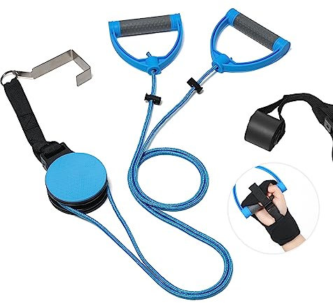 Fanwer Schulter Physiotherapie Seilzug, Shoulder Pulley für Training/Rehabilitation/Reha/Schulterbeweglichkeit, an der Tür Hängen Fitness Gymnastik Seil mit Handgriffe und Befestigung