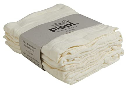 Pippi Unisex Baby 4er Pack Stoffwindeln, Spucktücher, Kuscheltücher oder Windeltücher, Geeignet Badebekleidungsset