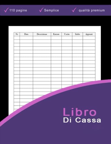 Libro Di Cassa: Entrate, uscite, totale | registro di cassa semplice | quaderno di spese casa | Con Totale, Saldo Precedente e Nuovo Saldo | Versione A4 110 pagine