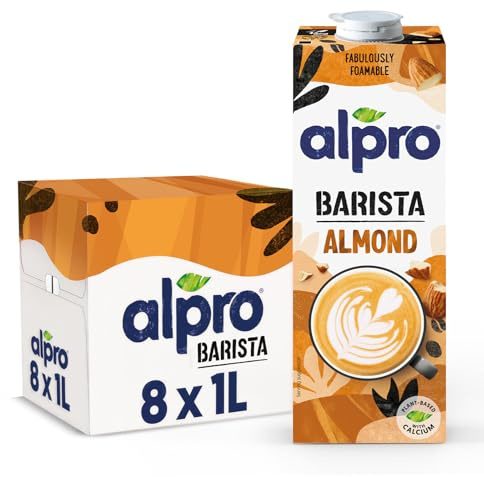 Alpro Bebida Vegetal de Almendra Barista - Ideal para el café - Pack de 8 x 1L