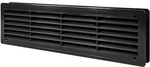 Vent Systems 440 x 120 mm Schwarz Tuerlueftungsgitter - Rechteckig Lüftungsgitter für Tür - Kunststoff - HVAC Kanal Abdeckung/Türgitter für Innen - Küche, Badezimmer, Garage, Schrank