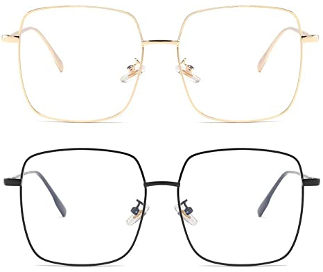 Dollger Blaulichtfilter Brille, Blue Light Blocking Glasses Women Ohne Sehstärke Brille Blaulichtfilter Groß, für PC, TV, Gaming & Handy Metallrahmen