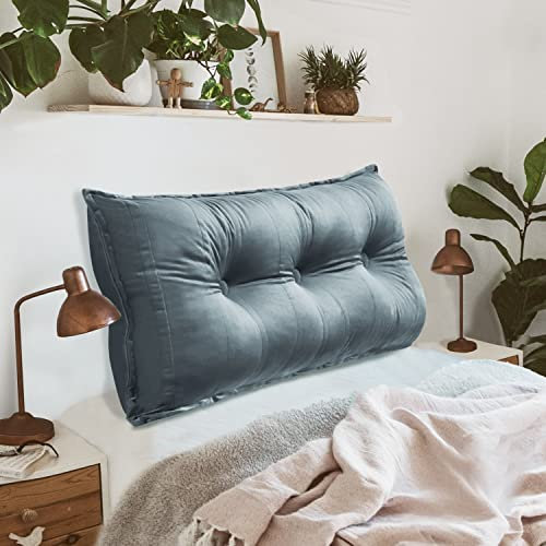Johnear Rückenkissen für Sofa Rückenlehne Bett Lesekissen, Samt Bücherkissen Großes Lendenkissen Kopfteil Bett Kopfkissen Wandkissen Beinkissen (Grau，100x8x50cm)