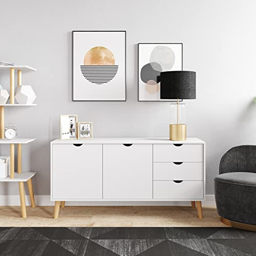 phoenix group Sideboard Scandi mit 2 Türen und 3 Schubladen, weiß