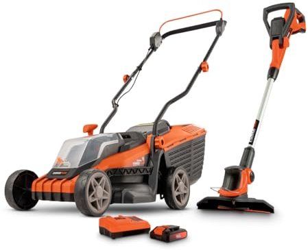 Powerplus POWDPG75565 - Tosaerba elettrico con diametro di 20 V e 340 mm e tagliaerba con diametro di 20 V e 240 mm, batteria e caricatore inclusi