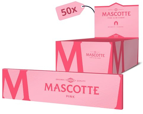 Mascotte® Pink Slim Magnet 34 x 50 Heftchen | Rosa Long Papers Zigarettenpapier | Schmal und Dünn Drehpapier mit Magnetverschluss | 1700 Blättchen