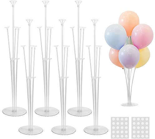 JOYYPOP 6 Sets Balloon Stand Kits, Balloon Sticks with Base Table Balloon Holders Centerpieces for Graduation Wedding Baby Shower Birthday Party Decorations