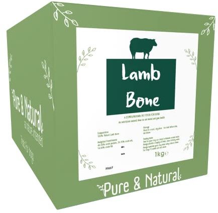 Pure & Natural Lamb Bones for Dogs Natural - Large Dog Bone, Wholesome & Hypoallergenic Long Lasting Dog Chew Bones - 1kg Box