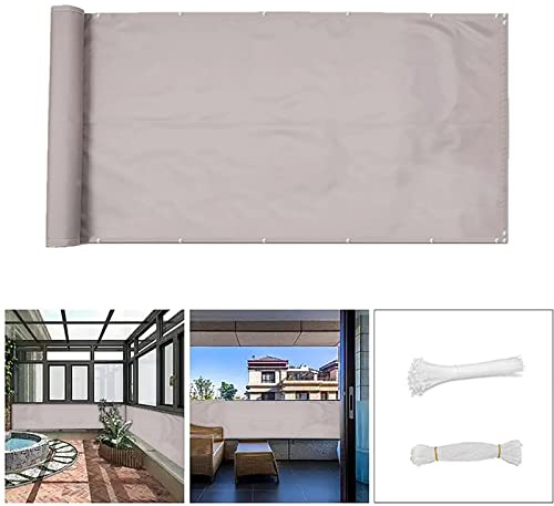 QINGLV Brise Vue 80x400cm Cache Balcon UV RéSistant Aux IntempéRies pour Patio/Jardin/Terrasse/Grillage - Gris Clair