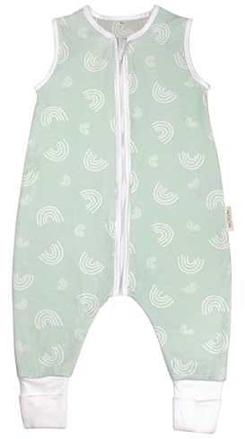 MOYO Baby Schlafsack mit Füßen I Atmungsaktiver Babyschlafsack 1.0 TOG in 90cm I Schlafsack mit Beinen aus 100% Bio-Baumwolle I GOTS-Sommerschlafsack für Babys & Kleinkinder