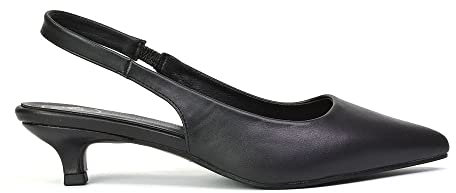 Womens Low Kitten Heel Shoes Ladies Slingback Sandals Pointed Toe Party Bridal Evening Black Pumps Size 7