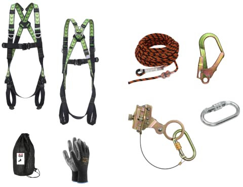 Generisch Absturzsicherung für Photovoltaik 20m PREMIUM SET Auffanggurt Auffanggerät Fallschutz Karabiner Seil